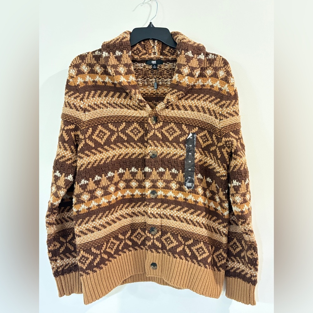Frye Brown Patterned Men's Cardigan
